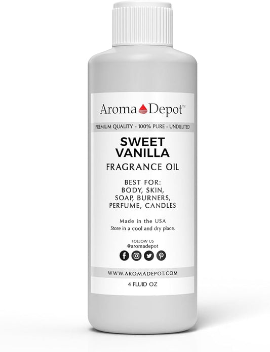 Aroma Depot 4 oz / 4 Ounce Sweet Vanilla Unisex Perfume/Body Oil Our Interpretation, Premium Quality Uncut Fragrance Oil