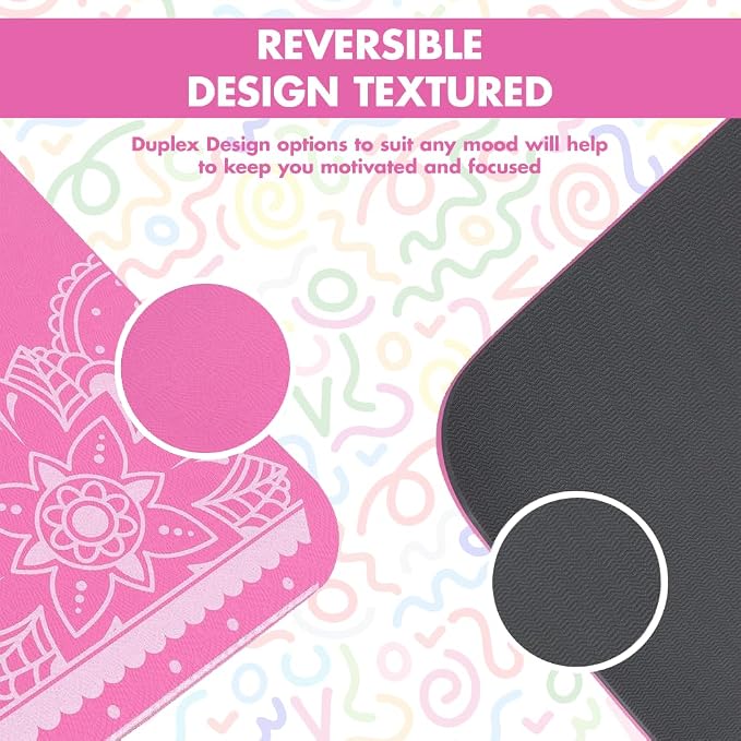 HOME ARCHIVE Premium Yoga Mat 6mm Print Reversible Extra Thick and Large Non Slip Exercise & Fitness Mat for All Types of Yoga Pilates & Floor Workouts (78" x 24" x 6mm Thick)