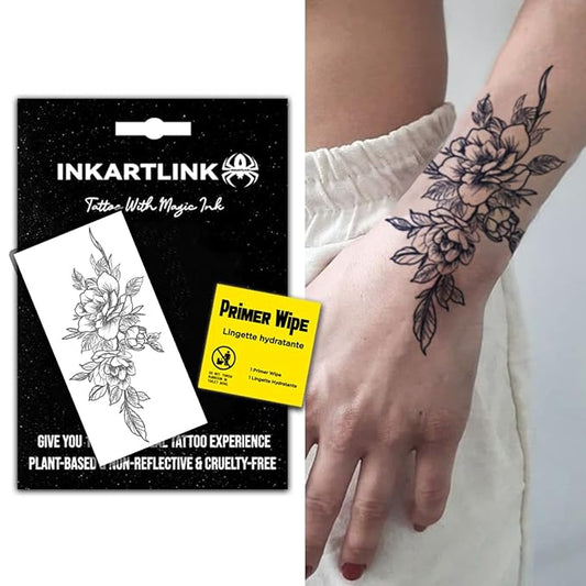 INKARTLINK Semi Permanent Tattoo, 15-day Temporary Tattoo, Flower Tattoo for Women, Waterproof and Anti-reflective, Exquisite Packaging, Unique Design (Flowers 2)
