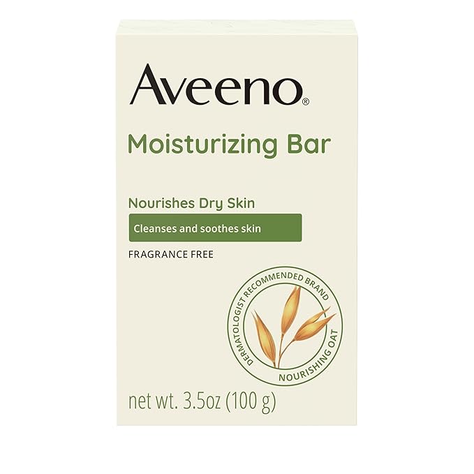 Aveeno Gentle Moisturizing Face Cleansing Bar, Daily Facial Cleanser Bar with Nourishing Oat for Dry Skin, Gently Cleanses & Soothes Skin, Non-Comedogenic & Fragrance-Free, 3.5 oz (Pack Of 8)
