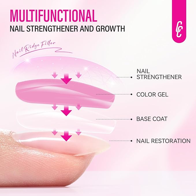 Nail Strengthener for Women: 8 in 1 Dusty Rose Nail Hardener Extra Strong and Growth - Nail Polish Hardener for Weak and Damaged Nails 15ml