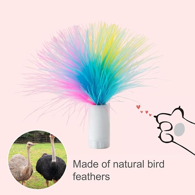 ORSDA 6Pcs Feathers Replacement and Soft Furry Accessories ONLY Fits Cat Toys, Interactive Toys for Indoor Cats-NOT fits for Other Brand Toys