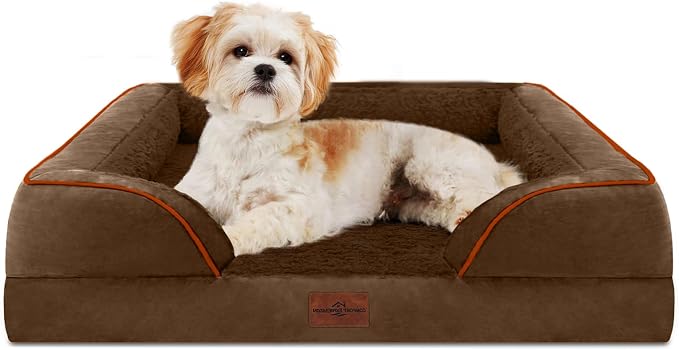Comfort Expression Waterproof Orthopedic Dog Bed for Medium Size Dog | Supportive Egg Crate Foam Medium Pet Bed with Removable Bolster, Dog Couch with Washable Cover & Non-Slip Bottom, 28x19 Inch