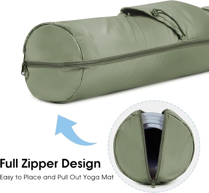 sportsnew Yoga Mat Bag, Full Zip Cargo Yoga Mat Carrier Bag with Drawstring Water Bottle Pocket and Bottom Wet Pocket, Exercise Yoga Mat Carrier Holder Multi-Functional Storage Bag Patent Pending