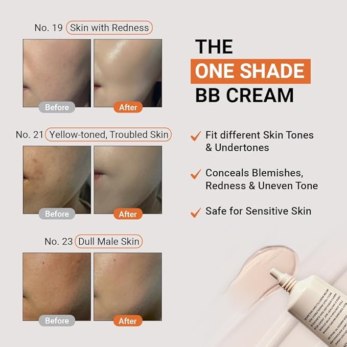 DAERA Kang Shining Korean BB cream, 5-in-1 Self Adjusting BB Tinted Moisturizer Cream (1 Color, Neutral), Glowing Skin Natural Makeup, Buildable Coverage, Lightweight, 0.13 Fl Oz,1 Pack