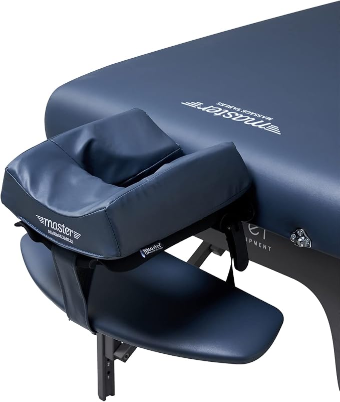 Master Massage Montclair Pro 31” Portable Massage Table Package – Memory Foam, Reiki Panels, Shiatsu Cable Release, Spa, Tattoo & Facial Bed, Royal Blue