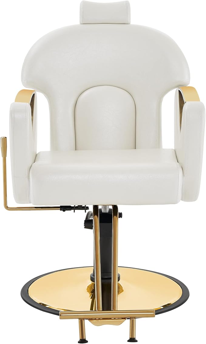 BarberPub Luxurious Classic Barber Chair Hydraulic Pump Recline Beauty Spa Styling Salon for Hair Stylist Equipment 9578 (Champagne)