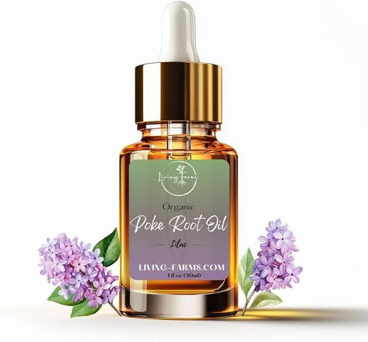 Organic Poke Root Castor Oil | Vegan Lymphatic Support | Cysts, Boils, Fibroids, Swollen Lymph Nodes, Breast & Joint | Natural Deep Tissue Massage | Made in The USA (1oz, Lilac)