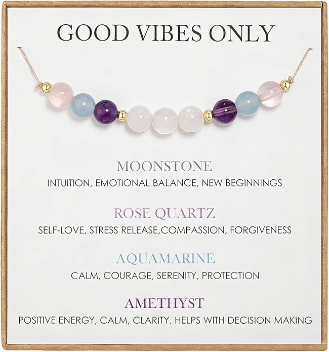 Moon Phase Bracelet for Women Crystal Healing Bracelet Natural Moonstone Beaded Bracelets Meditation Relaxation Friendship Bracelets Valentine Jewelry Gifts