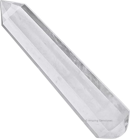 Amazing Gemstone Clear Quartz Crystal Wand Massage Stick - Pelvic Wand Gua Sha for Adults - Crystals and Healing Stones Massage Wands for Adults Gifts (Pointed)