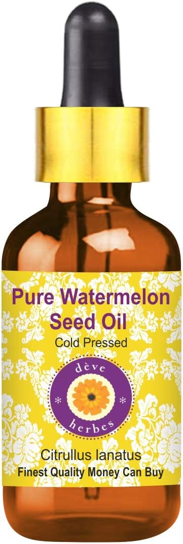 dève herbes Pure Watermelon Seed Oil (Citrullus lanatus) with Glass Dropper 100% Natural Therapeutic Grade Cold Pressed 50ml (1.69 oz)