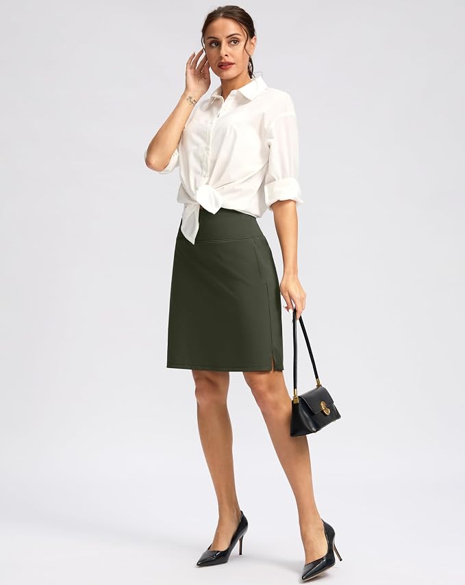 G Gradual 20" Skorts with Pockets Knee Length Golf Skirt | Built in Soft Shorts, High Waisted, Tummy Control, Breathable, Long Skorts for Athletic, Tennis, Dressy, Casual, Summer