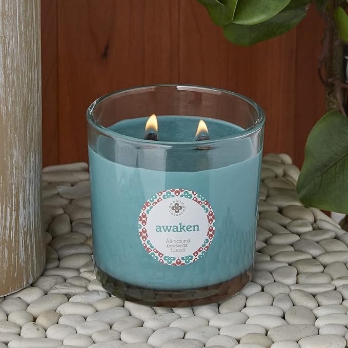 Root Candles Seeking Balance Wood Wick Spa Candle Aromatherapy Candles, 12-Ounce, Awaken: Basil & Lime