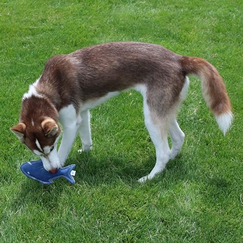 SPOT Dura-Fused Colors Fish - Colorful Leather Dog Toys with Squeaker, Made with Real Leather and Jute Fabric, Durable Stuffed Toy for Dogs and Puppies, 7in, Color and Style May Vary
