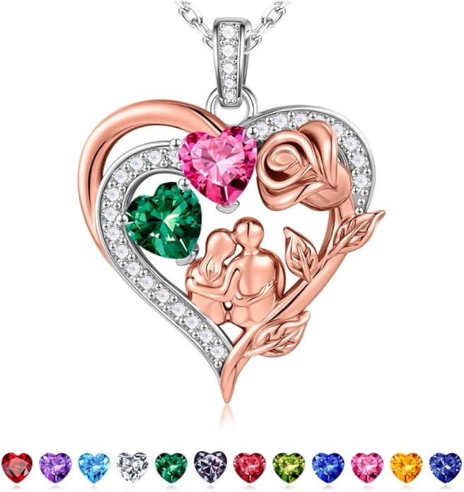 Iefil Valentines Day Gifts for Her - 925 Sterling Silver Birthstone Necklace for Women, Anniversary Birthday Gifts for Wife Girlfriend Mom