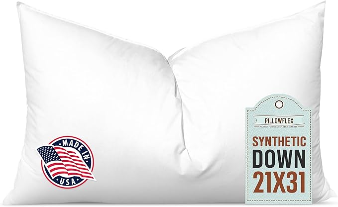 Pillowflex Synthetic Down Pillow Insert 21x31 in - Karate Chop Pillow | Oversized Queen Sham Form, Plush Polyester Cotton Blend, Cloud-Like Comfort, Clump-Resistant Fill, Smooth Elegant Finish