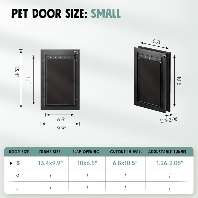 All Aluminum 3 Flaps Insulated Cat Door for Exterior & Interior Door, Small