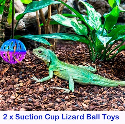 5 pcs Breaded Dragon Toys Set Balls Bell Reptile Feeder Toy Lizard Feed Balls Enrichment Toy Habitat Terrarium Tank Accessories Interactive Toy for Bearded Dragon Gecko Small Animals