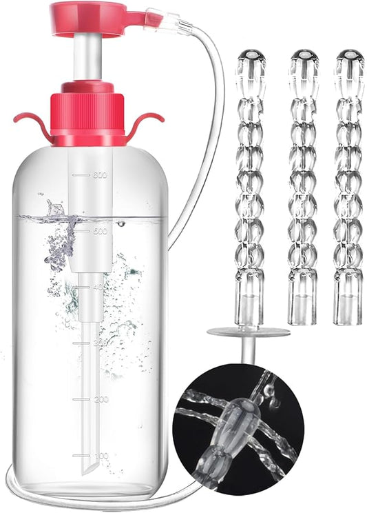 Enema Kit for Colon Cleansing - Anal Douche Anti Back-Flow Design for Feminine Personal Care,Vaginal Douche for Women/Douches for Men with 3 Nozzles 600ML