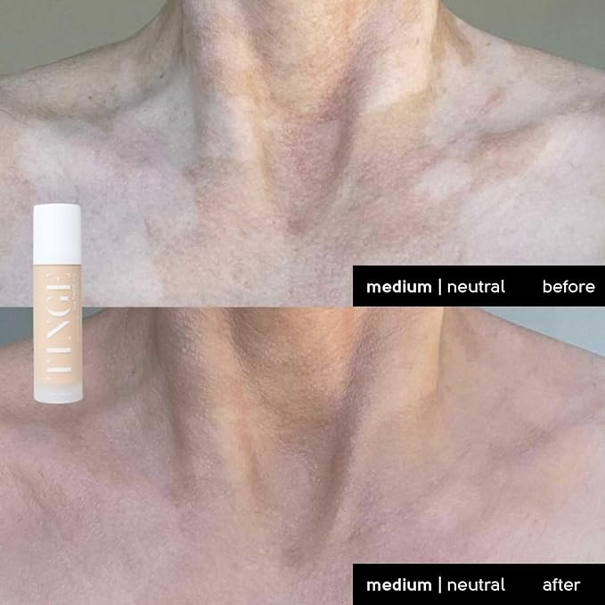 Tinge Tint Body Makeup, Water and Transfer Resistant Up to 48 Hours, Buildable Medium Coverage Body Foundation or Bronzer with Amino Acids, Tattoo Cover Up Makeup, 3.38 FL Oz - Medium Warm