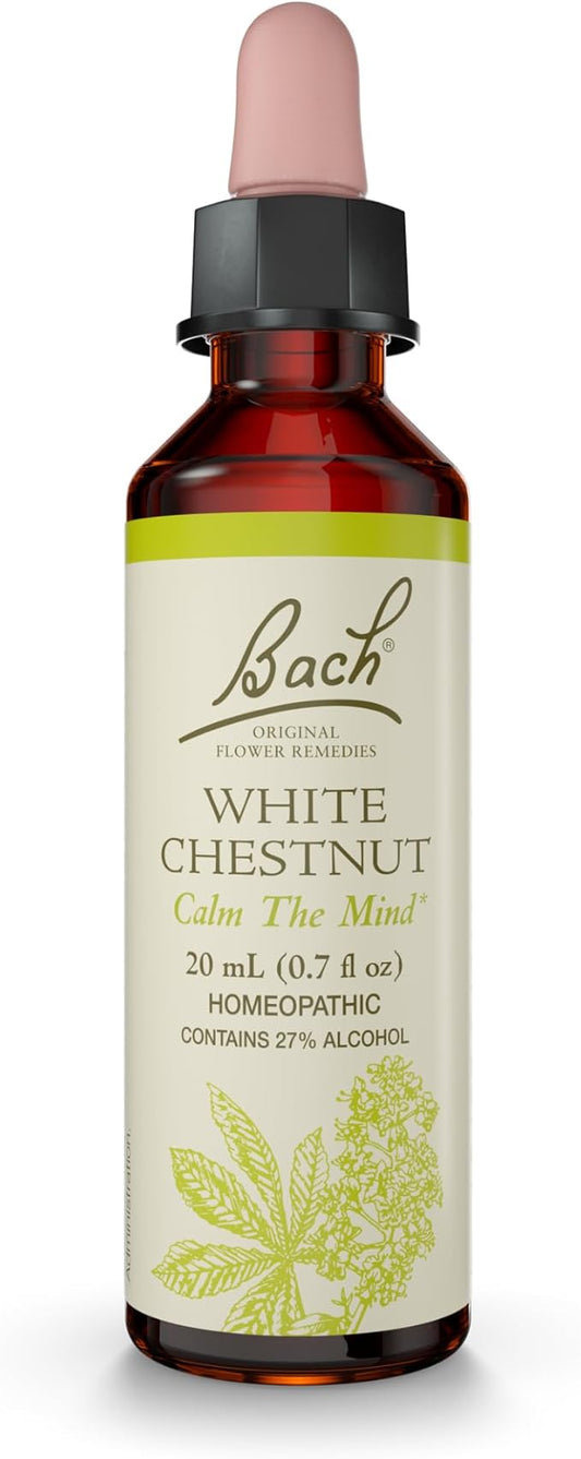 Bach Original Flower Remedies, White Chestnut - Calm The Mind - Natural Homeopathic Flower Essence for Emotional Balance - Vegan, Gluten Free, Sugar Free - 20mL Dropper