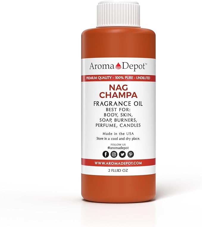 Aroma Depot Nag Champa 2 oz. Fragrance Oil I Perfume I Skin Oil I Scented. DIY Projects Such as Candles, Bath Bombs, Body Butters, Creams & Lotions. Few Drops in The Diffuser, Burners, or Warmers.