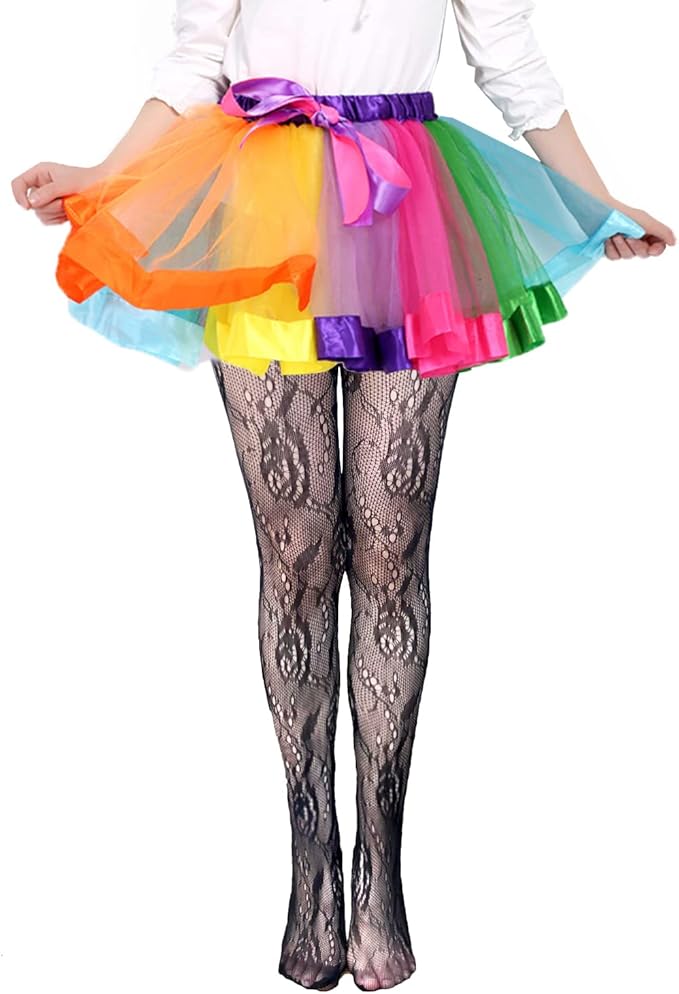 Girls Fishnet Stockings for Princess Dress High Waist Mesh Tights Cute Pattern Knit Socks