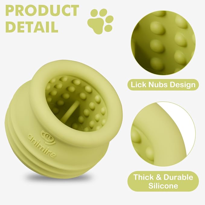 Treat Dispensing Dog Toy, Long-Lasting Interactive Puzzle Toys for Dogs, Stuffable Dog Enrichment Frozen Lick Treat Toy for Boredom, BPA Free Silicone Fetch Catch Chew Toy (Green,S)