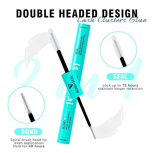 VAVALASH Bond and Seal Lash Clusters Glue 2 in 1 Long Lasting Clear Cluster Lash Glue for Eyelash Extensions Waterproof Adhesive and Sealant 48-72 Hours DIY Eyelash Extension