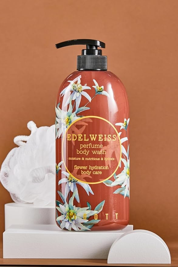 Jigott - Edelweiss Perfume Body Wash 25.3 FL OZ/ 750ml, Hydrating Gentle Korean Body Cleanser