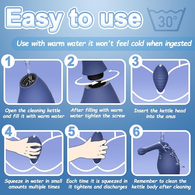 Enemas Anal Douches for Men Women Couples, Anti Backflow Enema Bulb with Shapeable Silicone Tube with 5 Water Outlets, Reusable Colon Cleanse Feminine Care Shower Enema Douche for Male Female