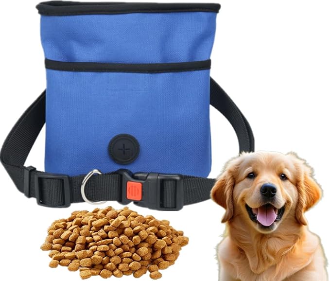 Dog Treat Pouch Pet Training Pouch with Adjustable Strap Dog Walking Bag Holder Built-in Poop Bag Dispenser Portable Puppy Bait Reward Pouches Pet Treat Snack Carrier Pocket, Hands-Free Training
