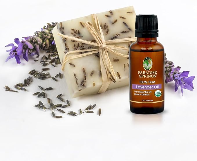 Paradise Springs Organic Lavander Essential Oil, 100% Pure and Natural Organic Lavander Essential Oil for Diffusers for Home Aromatherapy, Massage, Humidifiers, 1 fl oz (30ml)
