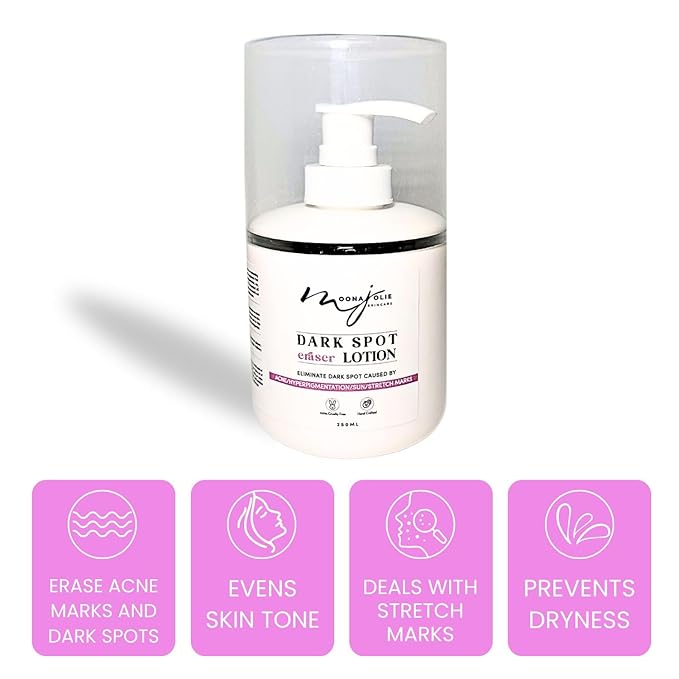 Moona Jolie Dark Spot Eraser Skin Nourishing Lotion - Hydrating Lotion for Face & Body - Improves Appearance of Acne Scars, Stretch Marks & Uneven Skin Tone with Vitamin C (250ML)