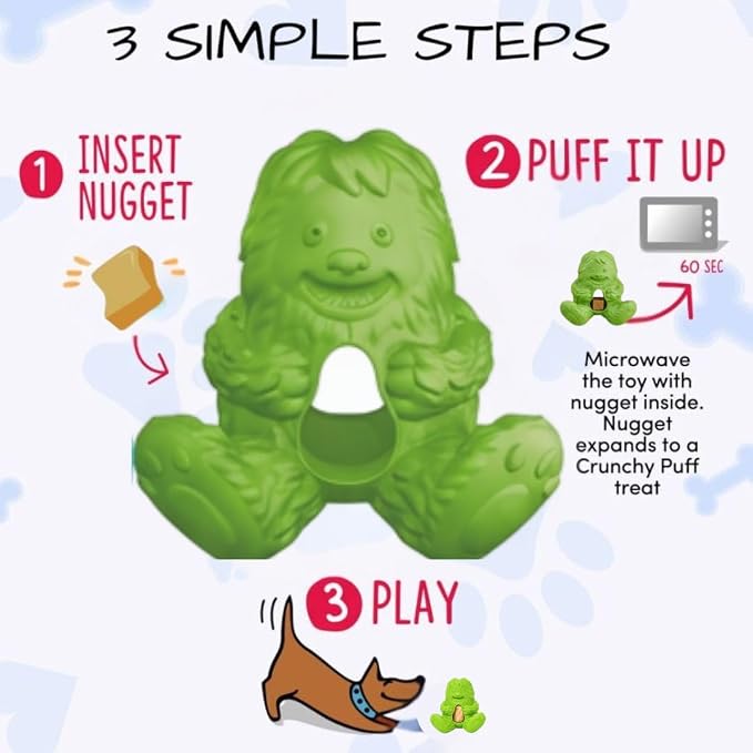 Yeti Puff & Play Interactive Dog Toy, Nugget Treat Dispenser, Green Yeti