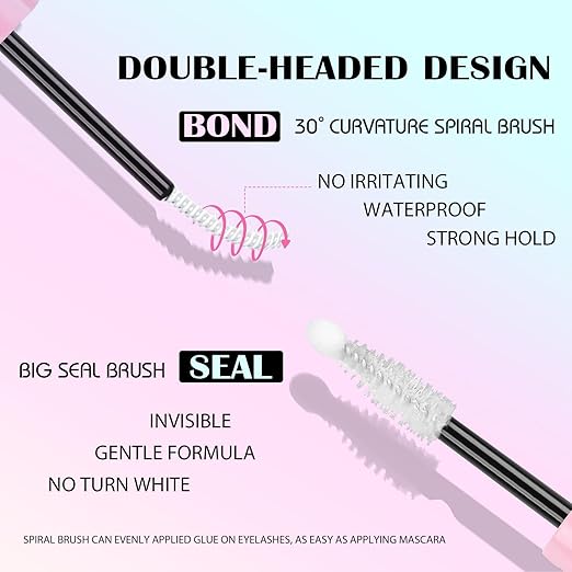 White Lash Bond and Seal Waterproof Glue for Eyelash Cluster, Long-Lasting, Strong Hold 72H+, Non-Irritating, Latex-Free, 2-in-1 Lash Glue for DIY Lash Extensions at Home