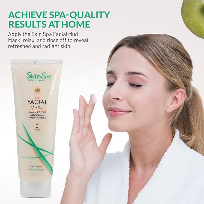 Clay Face Mask, Skin Care Instant Detox Mud Mask, 8 Oz - Daily Deep Facial Cleansing, Detoxifies, Brightens, and Cleans Blackheads and Clogged Pores