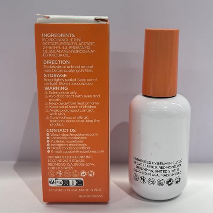 modelones Nail Dehydrator and Primer Base Coat, 3-in-One HEMA-Free Nourishing Prep for Acrylic & Gel Nails, Supports Growth