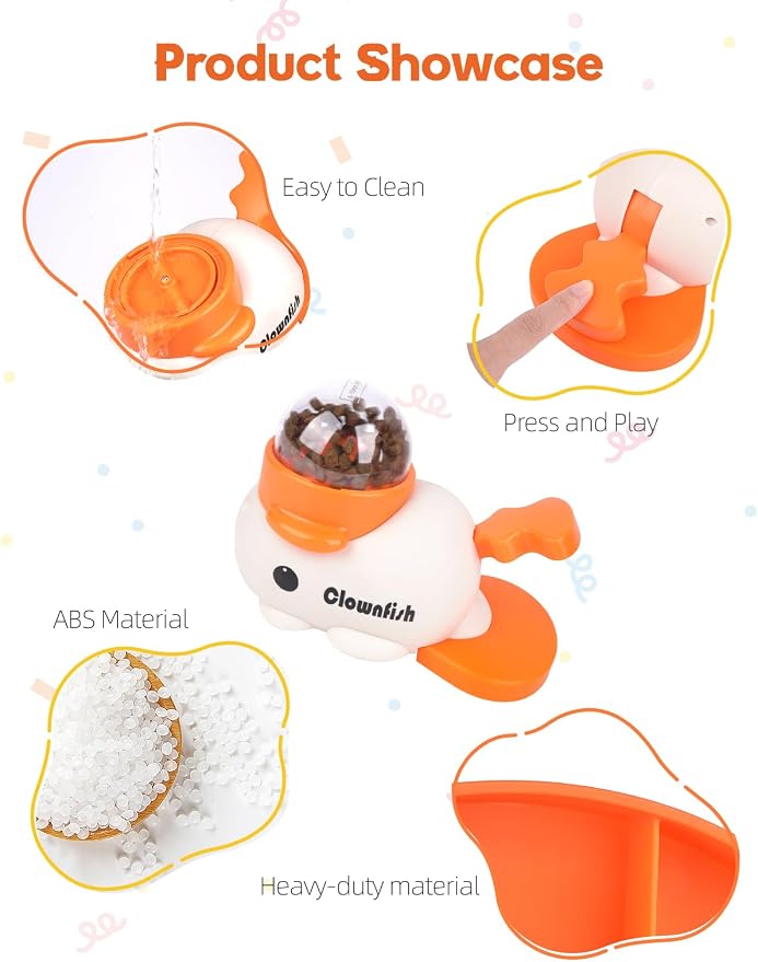 Dog Treat Dispenser Puzzle Toy, Interactive Slow Feeder Bowl for Cats and Dogs, Mental Stimulation Enrichment Toy, Indoor Pet Feeder with Silicone Mat to Keep Pets Busy,Multiple Colors (White)