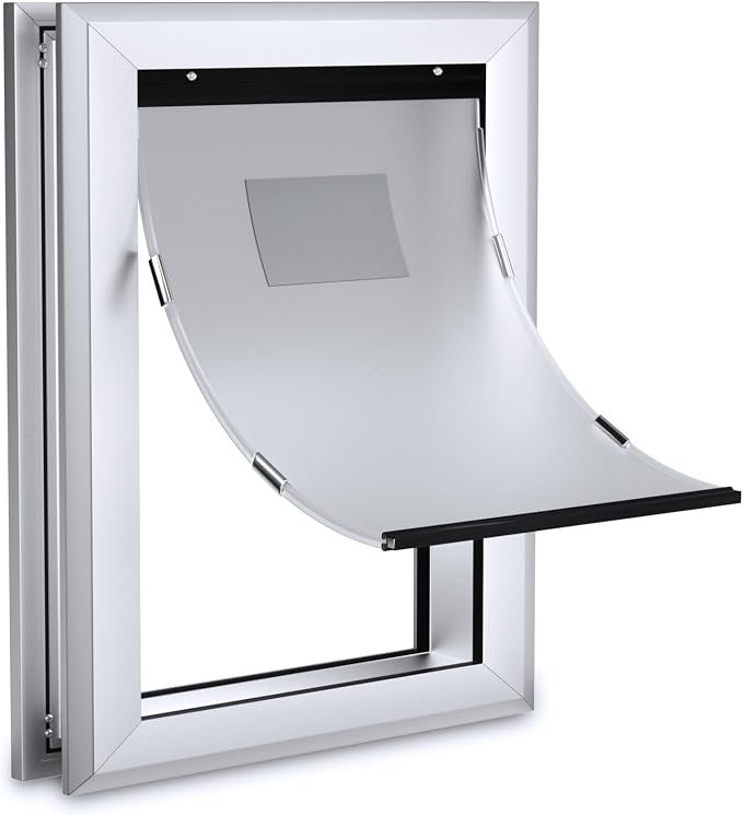 Ownpets Aluminum Dog Door for Large Dogs, Lockable & Weatherproof | For Dogs Up to 100lbs, 11.6x16.8in Opening, Magnetic Seal Flap, Dual Security Locks, Rust-Proof Aluminum Sturdy Frame