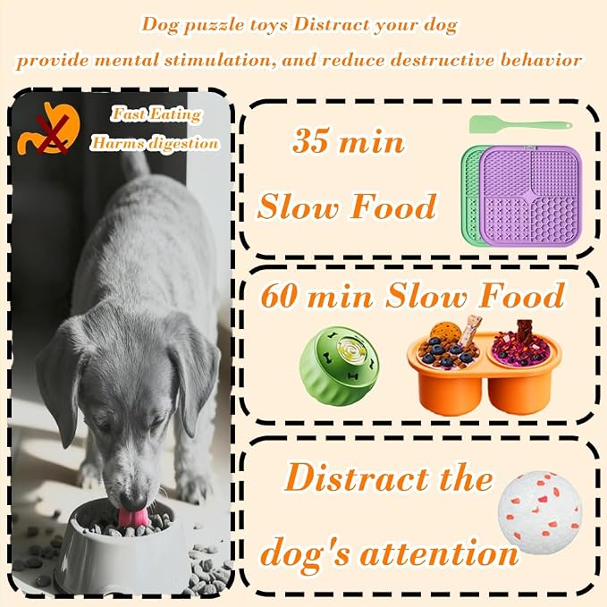7.87" Dog&Cat Lick Mat with Suction Cup Set,Frozen Treat Toy for Dog