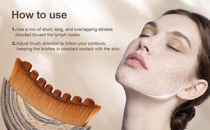 Facial Lymphatic Drainage Massage Brush, Dry Brushing The face, Lymph Contour Facial Brush, Lymphatic Facial Brush, Ergonomic Design for Precise fit to The Skin, Enhancing jawline, Relieving Fatigue