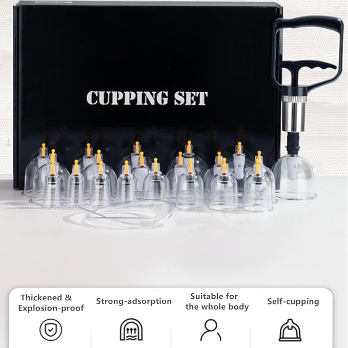 Cupping Kit for Massage Therapy - 22 Cups Professional Chinese Cupping Set with Magnetics, Vacuum Cupping Therapy Set for Cellulite Reduction Muscle Pain Relief with Manual Pump