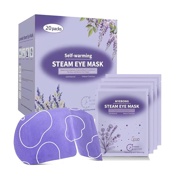 20 Packs Steam Eye Masks for Eyes, Warm Compress Eye Mask, Self Heating Eye Masks Help for Eye Spa, Disposable Heated Eyes Mask for Sleeping Relief Stress Eye Fatigue(Lavender)