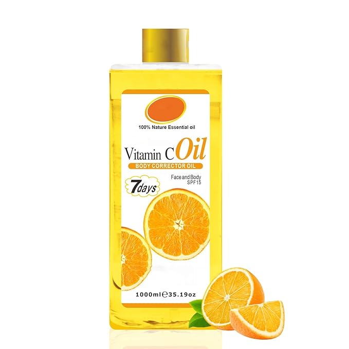 1000ml Vitamin C Oil for Skin Brightening - Organic Vitamin C Oil for Face & Body - Soft 7 Body Oil, Moisturizing