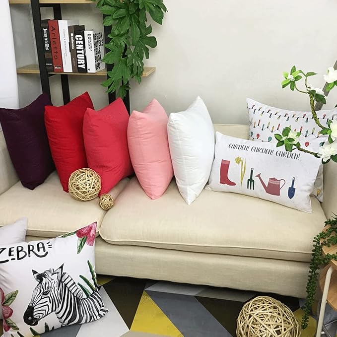 Thmyo 4-Pack 100% Cotton Comfortable Solid Decorative Throw Pillow Case, Square Cushion Cover Pillowcase Sublimation Blank Pillow Covers Valentines Day DIY Throw Pillowcase(16x16inch/40x40cm,White)