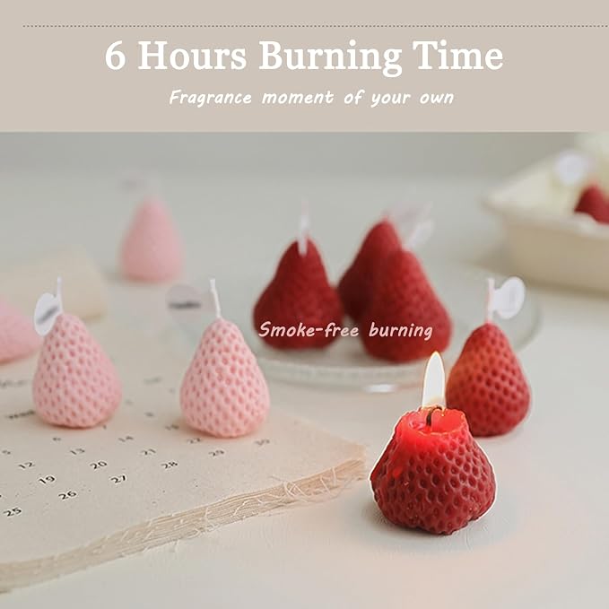 Strawberries Candles Gifts for Women, Aromatherapy Candle, Room Decor Cute Strawberries Shaped Scented Candles, Aesthetic Decorative (6 Red and 3 Pink, 3 Inch)