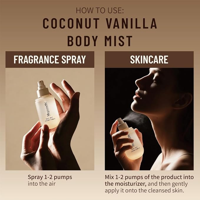 Coconut Vanilla Body Spray | Paraben-Free & Phthalate-Free | Long-Lasting Fresh Fragrance | coconut body spray | vanilla coconut perfumes for women, 3.38 fl oz (100ml)