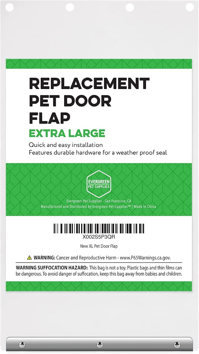 Evergreen Pet Supplies Dog Door Replacement Flap - All-Season Weatherproof Door Seal - Quick DIY Installation for Pet Supply - Sturdy Aluminum Construction for Dog Supply - 9.75 in x 17 in, White