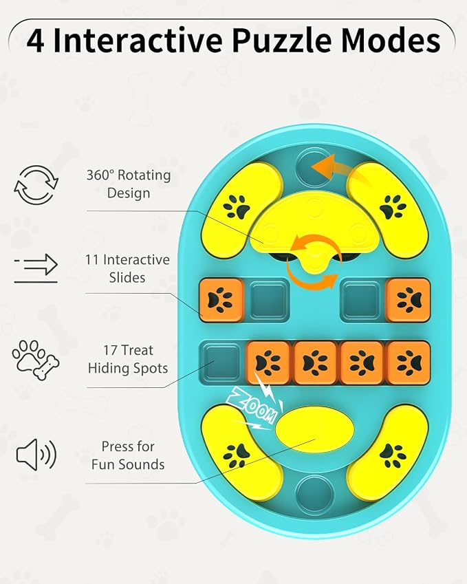 Dog Puzzle Toy, Interactive Enrichment Treat Food Puzzles, Blue | Mental & Brain Stimulation, Slow Feeder, For Smart Puppy Small Medium Large Dogs Cats